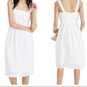 Madewell white Eyelet Tiered Midi sleeveless Dress